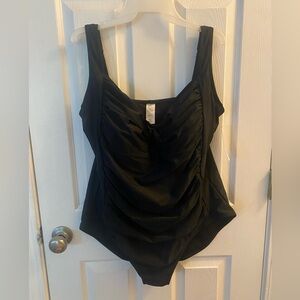 Meet Curve Black Twist Front Push Up One Piece Swimsuit